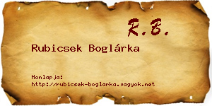 Rubicsek Boglárka névjegykártya